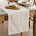 Artoid Mode Brown Rustic Cotton Linen Table Runner, Seasonal Embroidered Hollow by ArtoidMode