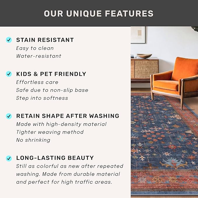 Hazo Haus Navy Blue Runner Rug 2x7 - Image 7