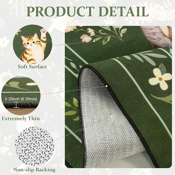 Unirea 6x9 Dark Green Cat Area Rug - Image 4