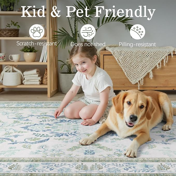 DCX Green 3x5 Rug, Kid & Pet Friendly - Image 5