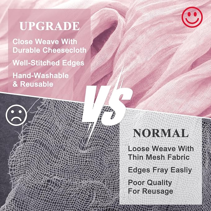 Cheesecloth Table Runner Blush Pink 10FT Boho Gauze Runner, 2 Pack | 120 Inch - Image 4