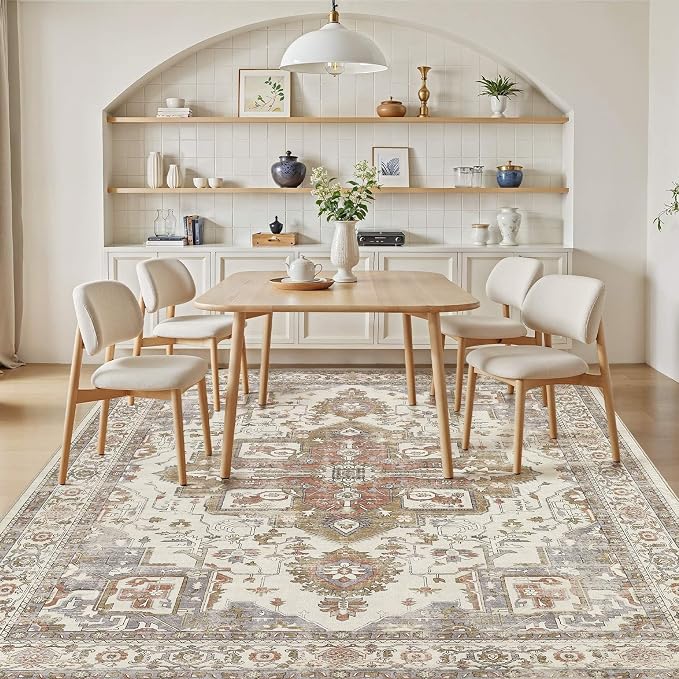 8x10 Washable Area Rugs for Living Room, Large Rug Non Slip Backing Vintage - Image 6
