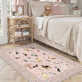 Floral Dog Machine Washable Rug Pink, 3x5 Rug Non Slip Soft Bedroom Rugs by WelcometoBabovid