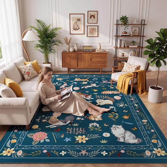 Unirea 6x9 Dark Blue Cat Area Rug - Image 6