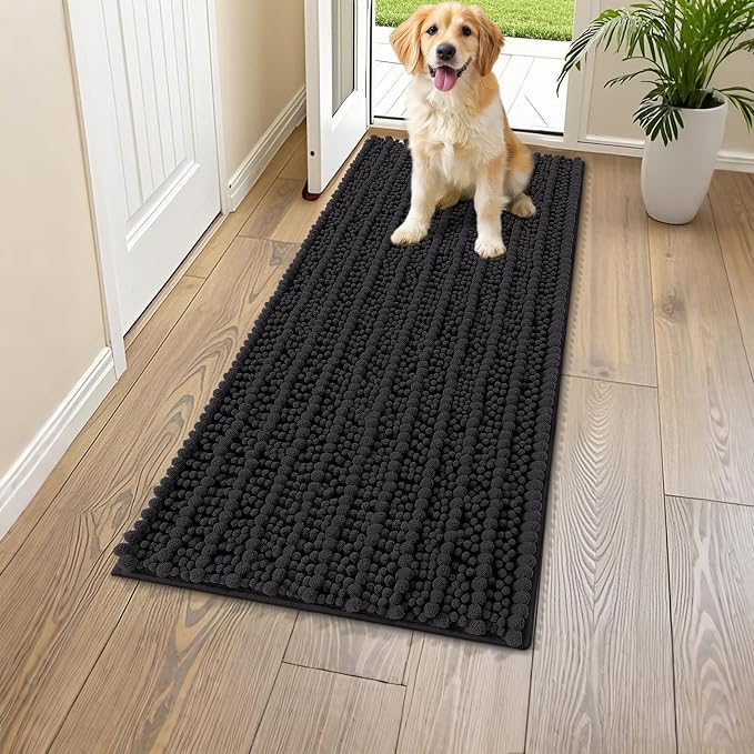 Smiry Dog Door Mat for Muddy Paws 47x24, Absorbent Dirt Trapper, Non-Slip by Smiry