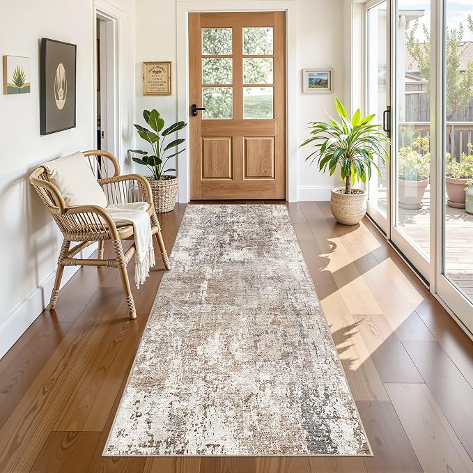 UERMEI 3x8 Washable Runner Rug for Hallway, Non Slip Low Pile Kitchen Carpet - Image 2