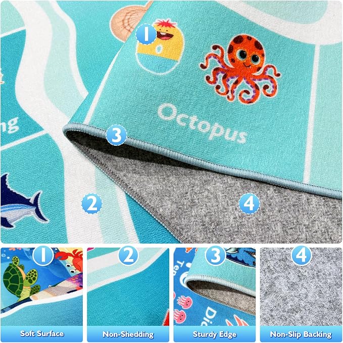 ABC Kids Ocean Rug for Playroom, 3x5 ft Alphabet Classroom Rug, Educational - Image 4