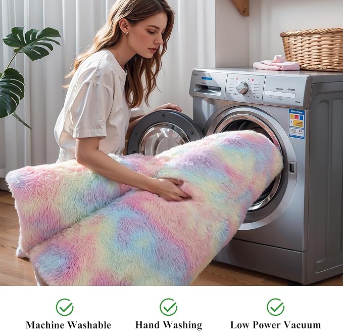 Fluffy 9x12 Large Area Rugs for Girls Bedroom Living Room, Rainbow Soft - Image 5