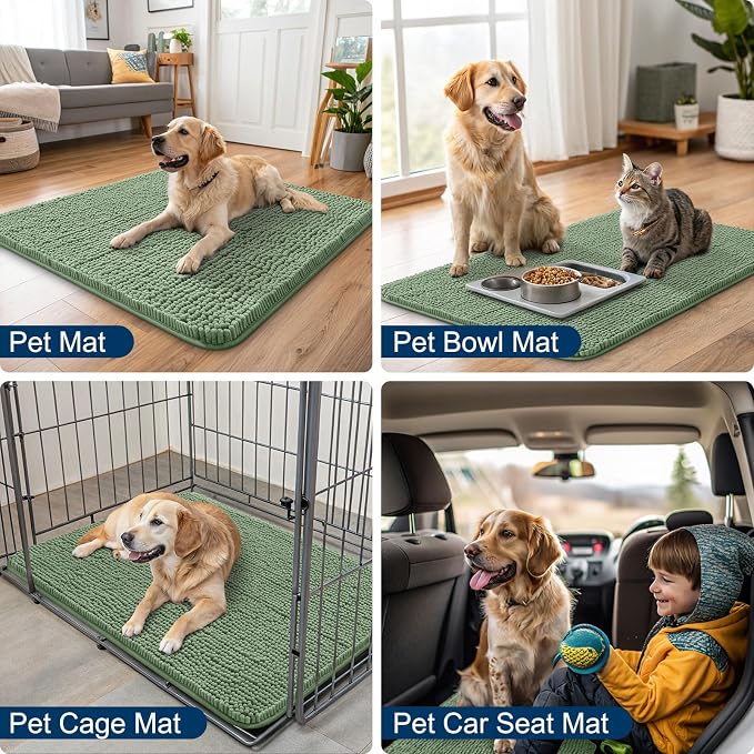 Smiry Dog Door Mat for Muddy Paws 47x32, Absorbent Dirt Trapper, Non-Slip - Image 6