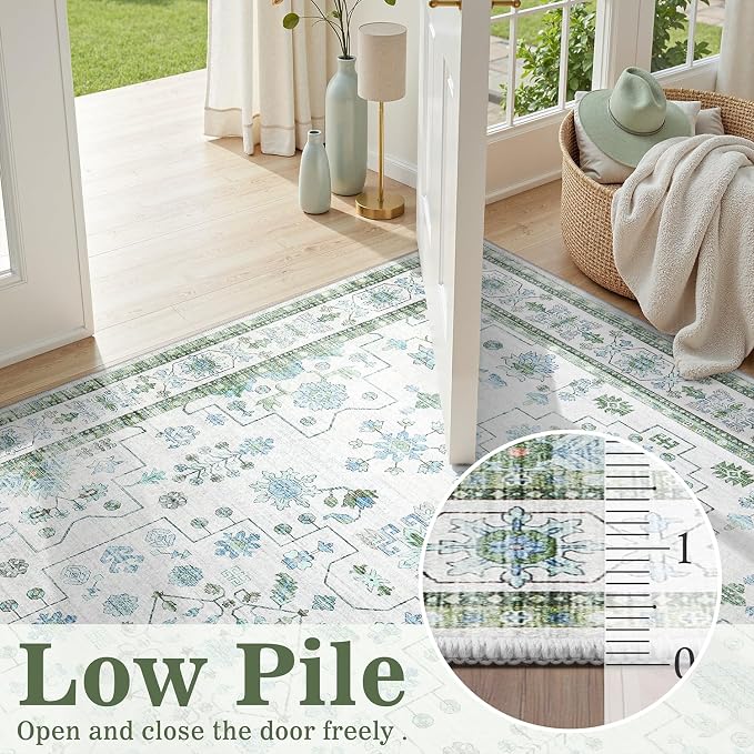 DCX 2x6 Runner Rug, Small Vintage Boho Area Rug, Washable Non Slip Rug Runner - Image 7