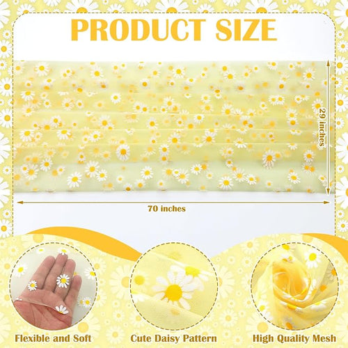 4 Pcs Yellow Daisy Table Runners 29 x 70 Inch Daisy Tulle Lace Table Runner - Image 2