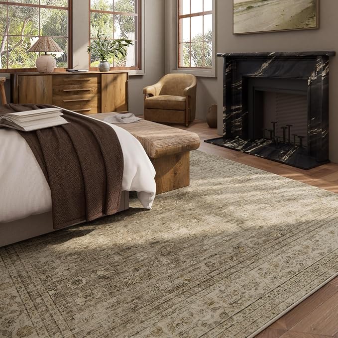Machine Washable Rugs for Living Room: 9x12 Area Rugs for Bedroom Vintage Stain - Image 3