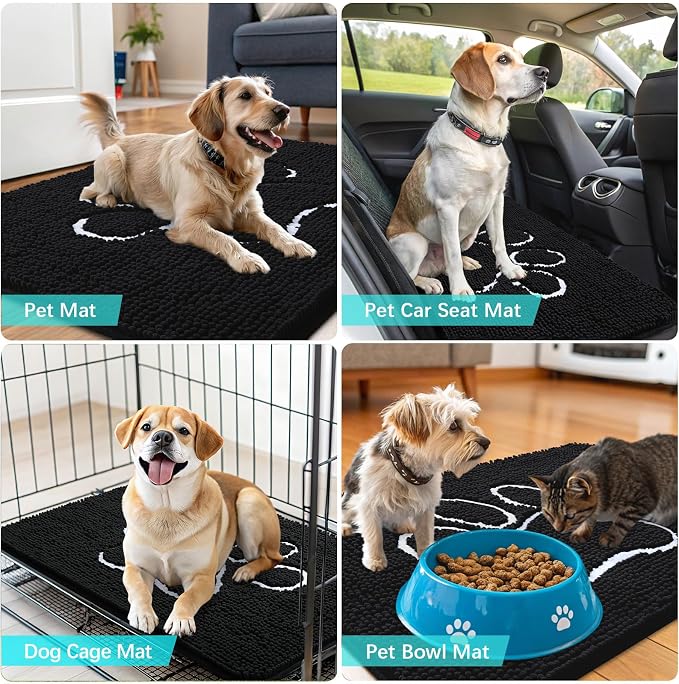 OLANLY Dog Door Mat for Muddy Paws 44x32, Paw Print Design, Absorbs Moisture - Image 7