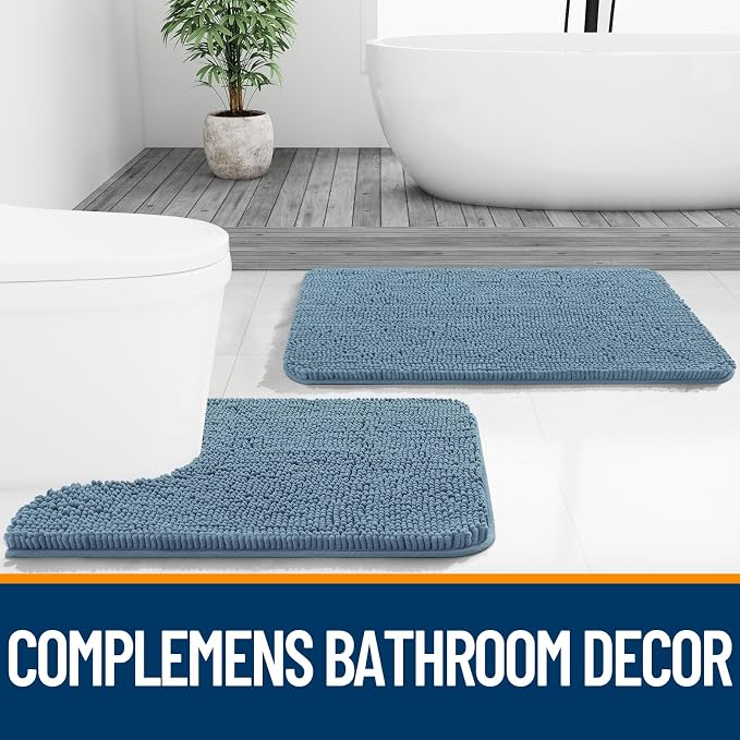 OLANLY Bathroom Rugs 36x24, Extra Soft Absorbent Chenille Bath Rugs, Rubber - Image 7