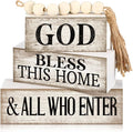 Moucuny 4 Pcs Christian Table Decor Rustic Wooden Block Sign Set by Moucuny