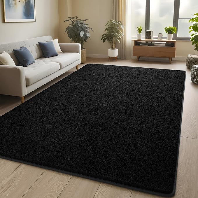 Pettop 4x6 ft Black Area Rugs for Bedroom Living Room, Washable Memory Foam - Image 8