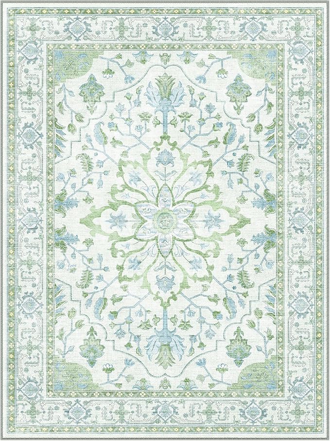 RELEANY Area Rugs 7'x10' Washable Non-Slip, Floral Vintage Distress Medallion - Image 8