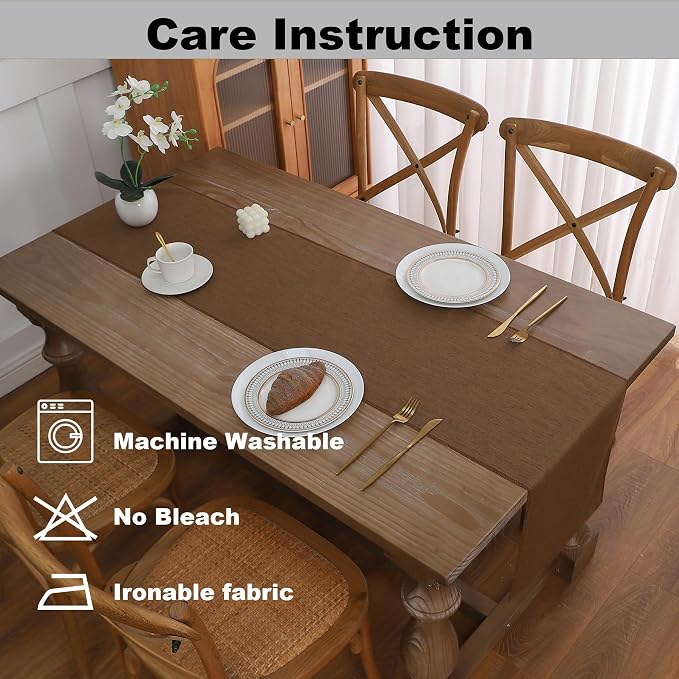 Gernaice 2PCS Solid Color Table Runner, Rustic Cotton Linen Farmhouse Table - Image 5