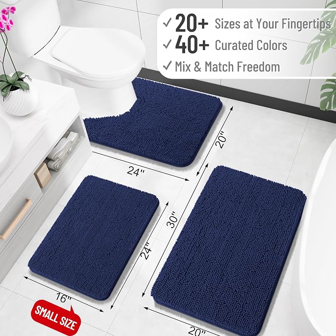 OLANLY Toilet Rugs U-Shaped 24x24, Extra Soft Absorbent Chenille Contour - Image 2