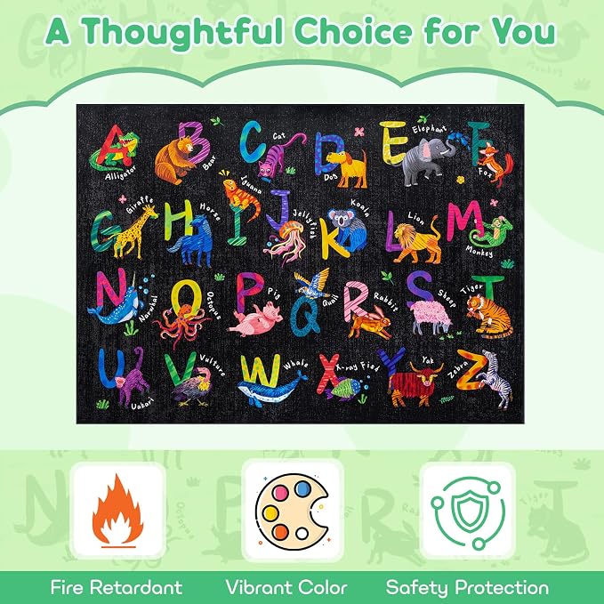 3x5 ABC Classroom Rug for Kids Playroom, Alphabet Rug - Image 5