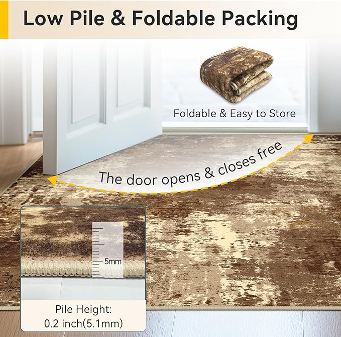 RELEANY Washable Area Rugs 3'x5' Non-Slip Modern Abstract Soft - Image 7