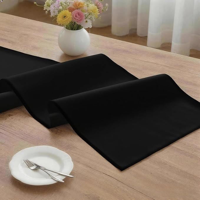 MEANMOY Black Table Runner 36 Inches Long Waterproof Washable Table Runners | - Image 3