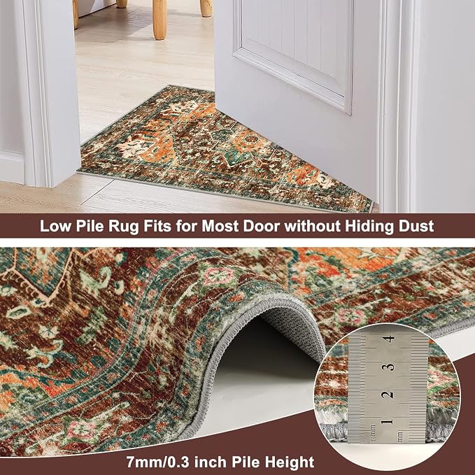 Yamaziot Washable Runner Rug, 2x4 Non-Slip Boho Vintage Hallway Rug Runner - Image 4