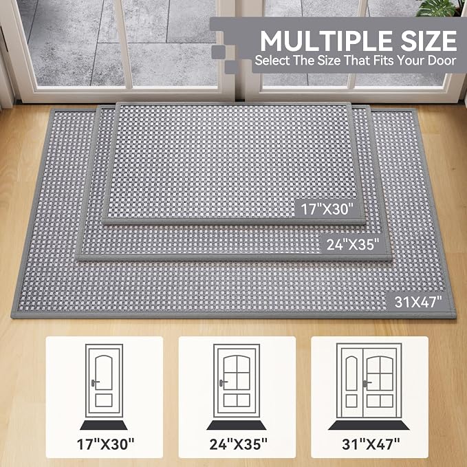 Front Door Mat 17''x30'', Absorbent Dirt Resist Washable Non Slip Low-Profile - Image 6