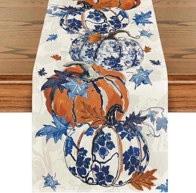 Artoid Mode 210 GSM Fall Table Runner 13x90 Inch Home Party Decor | Pumpkins by ArtoidMode