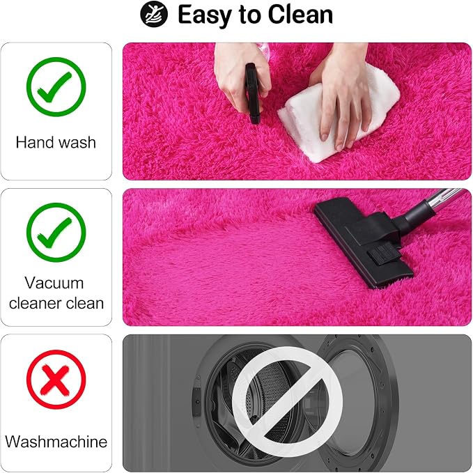 qulint Hot Pink Area Rug for Bedroom, Fluffy Soft 4x6 Shag Rug for Living Room - Image 4