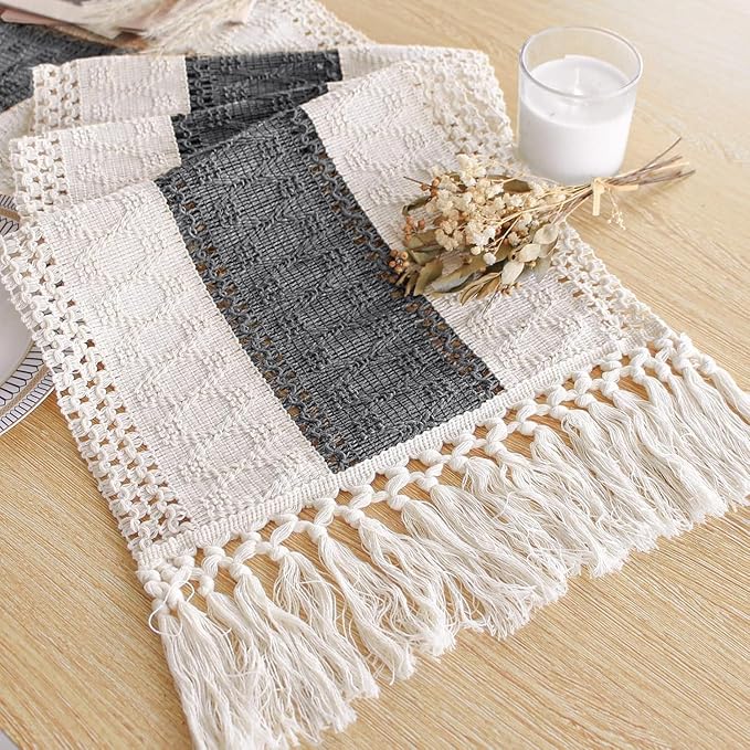 Farmhouse Table Runner for Home Decor 12x48 Grey Fall Home Decor | 48 Inches by FEXIA