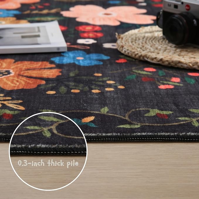 Rugcomf Door Mat Indoor Entrance 2x3 Rug Machine Washable Boho Floral Small - Image 6