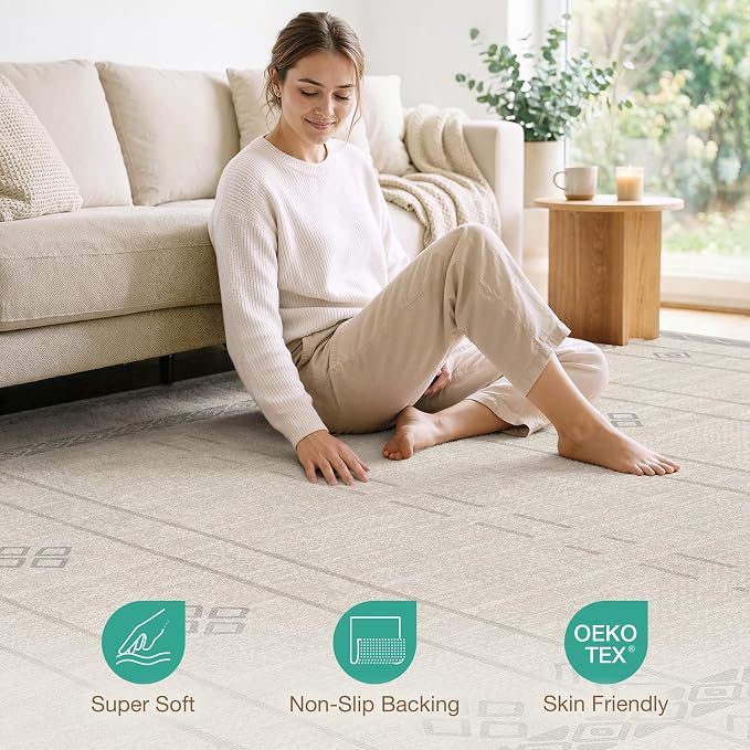cotiled 6x9 Area Rugs Living Room Rug: Washable Boho Rugs - Image 4