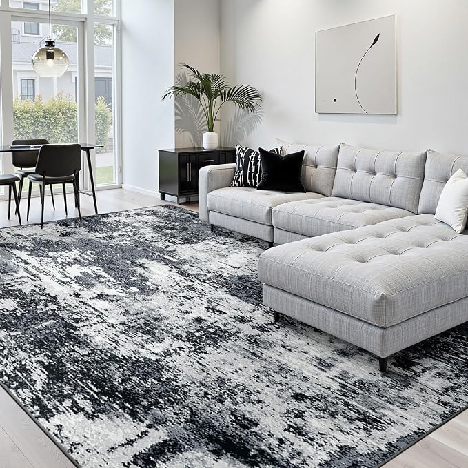 RELEANY Washable Area Rugs 10'x14' Non-Slip Modern Abstract Soft - Image 2