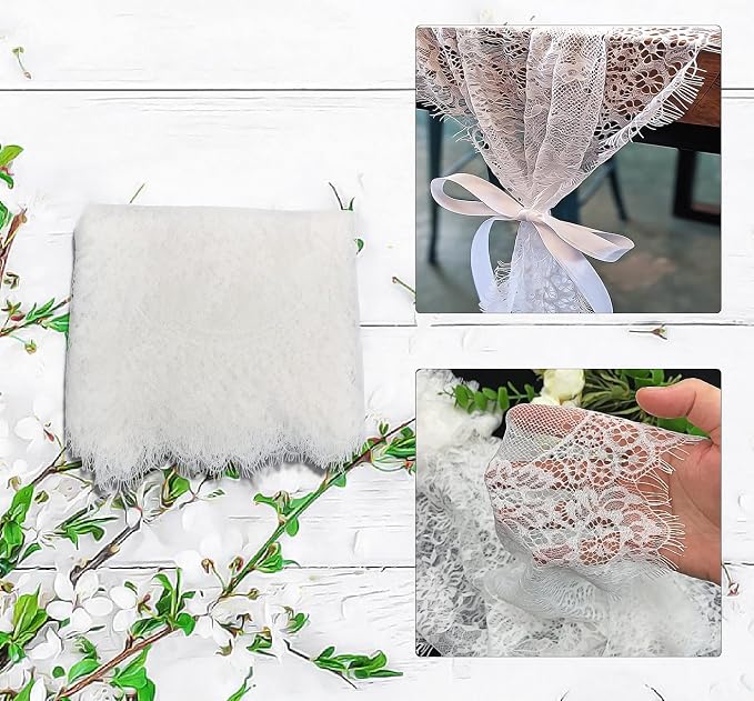 10 Pcs White Lace Table Runner 14 x 120 Inch Embroidered Boho Table Runner - Image 2