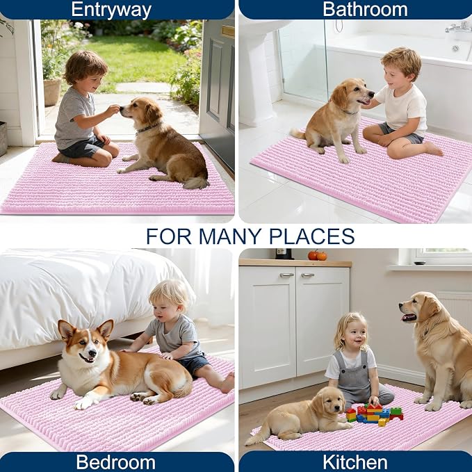 OLANLY Dog Door Mat for Muddy Paws 36x24, Ultra Absorbent Chenille Mud Doormat - Image 8