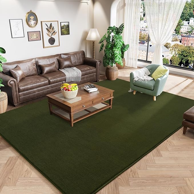 Amearea Large Modern Area Rugs for Bedroom Living Room, 8x10 Feet Olive Green by AmeareaDirect