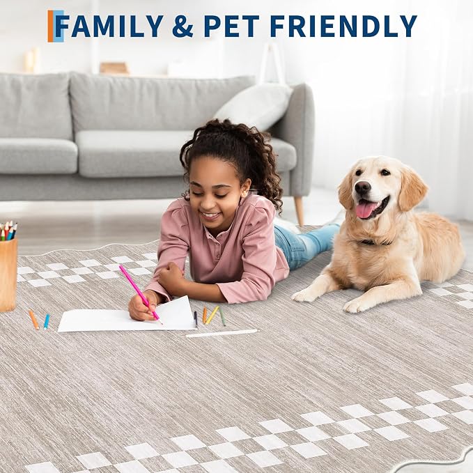 GarveeHome Area Rug 6x9 Large Living Room Modern Border Throw Rug - Image 3