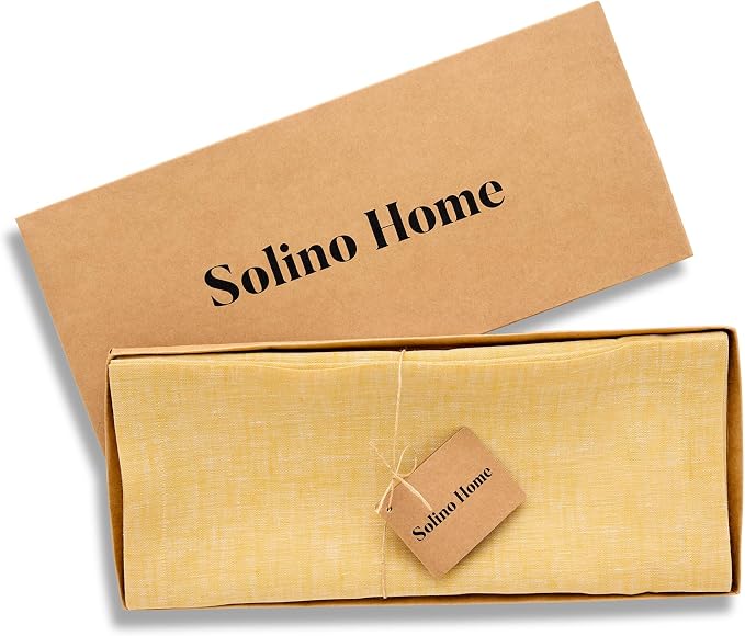 Solino Home 100% Pure Linen Table Runner Mustard Woven, Athena 14 x 48 in | - Image 6