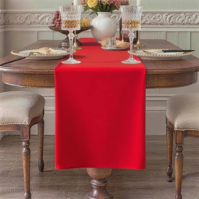 Red Table Runner, Waterproof Washable Runners 72 Inches Long | Reusable 12x72 by KAIPHO