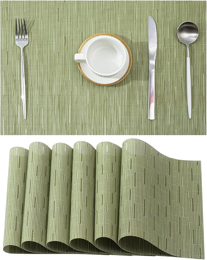 Leetaltree Pea Green Placemats Set of 6 by Leetaltree-ArtatEveryTable