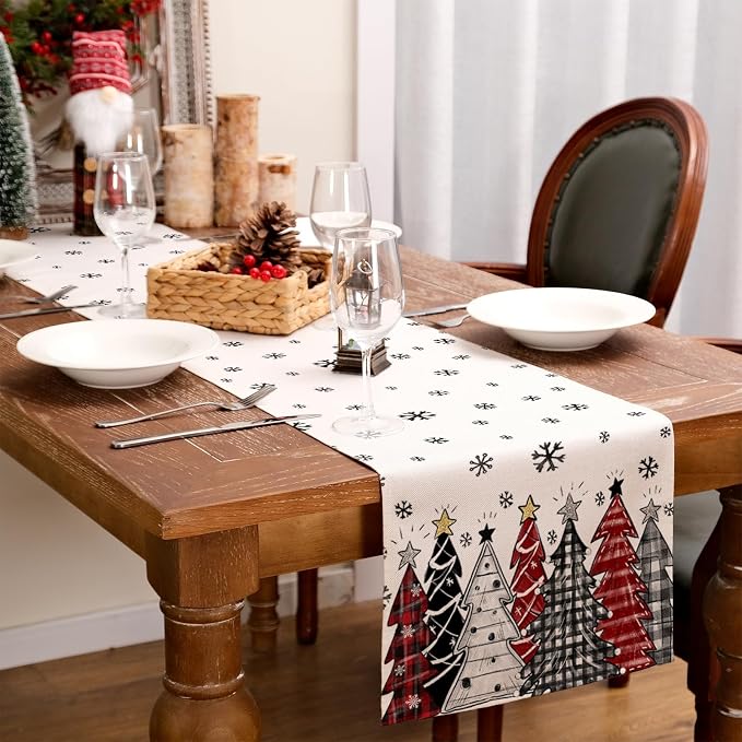Christmas Table Runner 13x72 Inch, Xmas Tees Snowflakes Holiday Decorative - Image 5