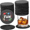 24 PCS Black Natural Slate Coasters Bulk Set 4 Inch Laser Engraving Blanks by DASSNANE