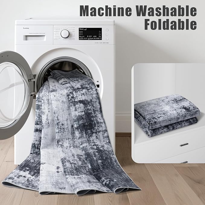 Washable Area Rug 3x5 Entryway Rug: Washable Modern Abstract Soft Thin Rug - Image 5