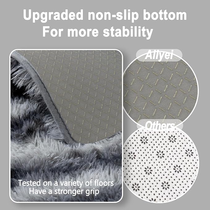 Soft Runner Rugs for Bedroom Hallways, 2x3 Black and White Fluffy Shag Throw - Image 5