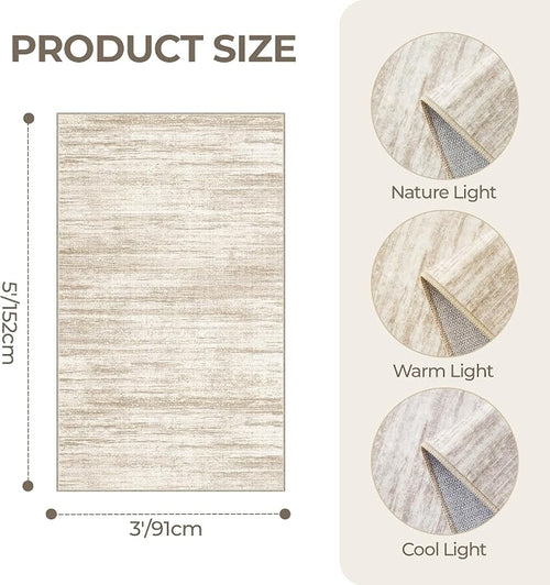 3x5 Washable Area Rug for Entryway, Soft Kitchen Rugs Non Slip for Dining Room - Image 2
