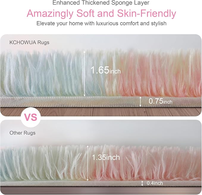 KICHOWUA Thick Area Rug 5x8 Unicorn Fluffy Shag - Image 3