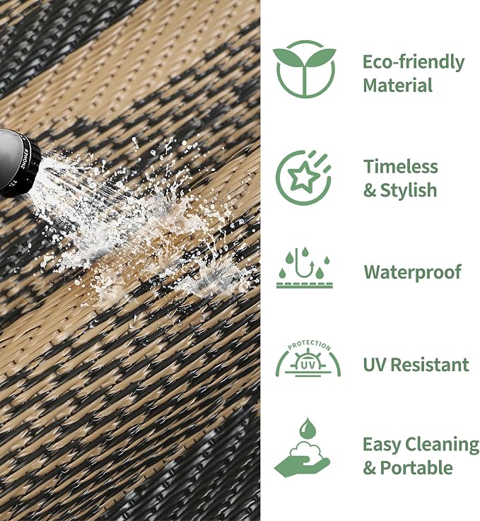 GENIMO Outdoor Rug for Patio Clearance, Lightweight Waterproof Geometric RV - Image 5