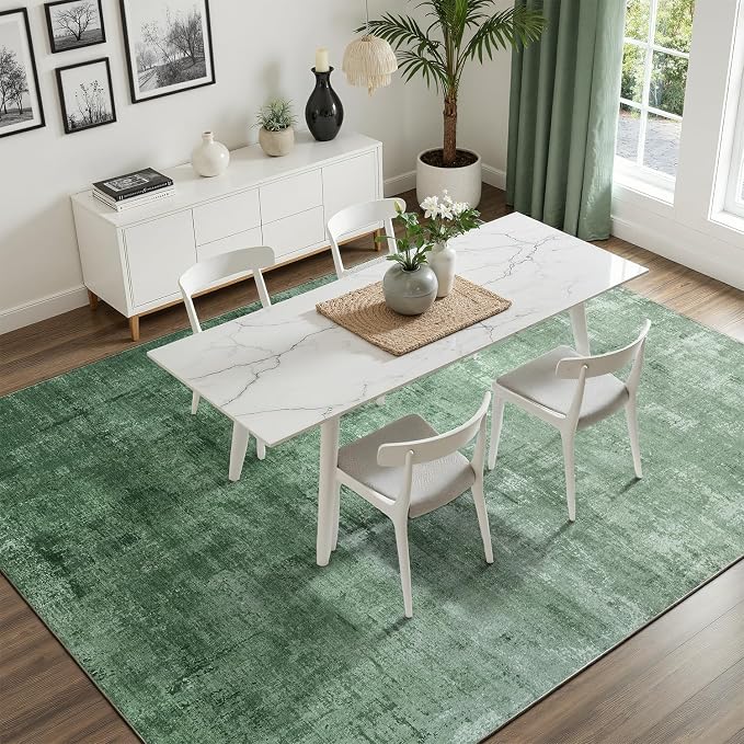 DCX Abstract Area Rug 6x9, Washable Green Modern Rug - Image 3
