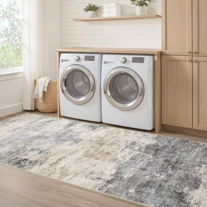 Runner Rug Kitchen Washable Rugs: 3x10 Non-Slip Abstract Soft Modern Stain - Image 7